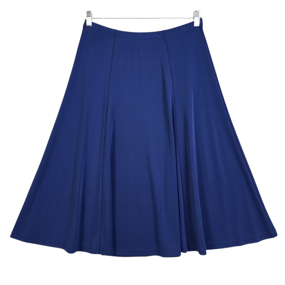 Susan Graver Womens Jersey Knit Midi Skirt Size Medium Royal Blue‎ Flared A Line